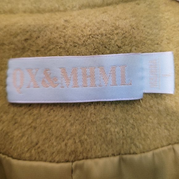 Classic Olive Green Double-Breasted Wool Coat Women High Quality Coat Size L - Picture 5 of 5